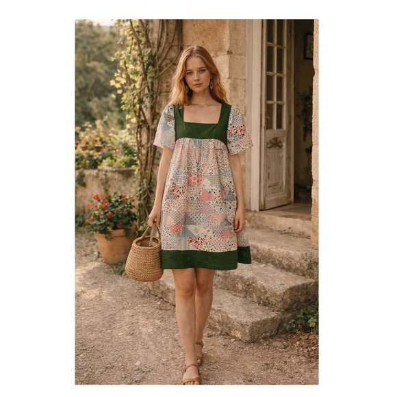 Carleen Dresses & Skirts - Carleen Anthropologie Patchwork Dress Prairie Cottagecore Rare Artisan Mini XS-S